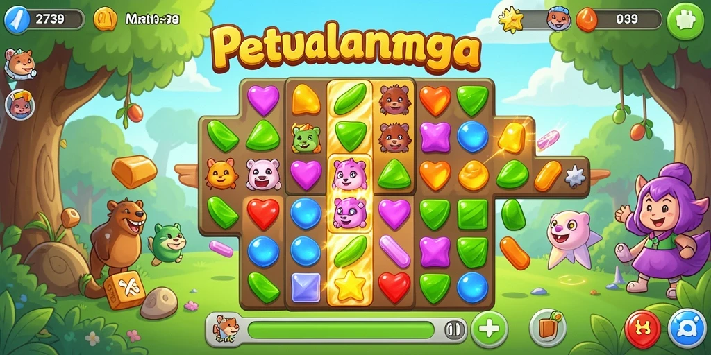 Tampilan gameplay seru di 2739 dengan berbagai tantangan Match-3.