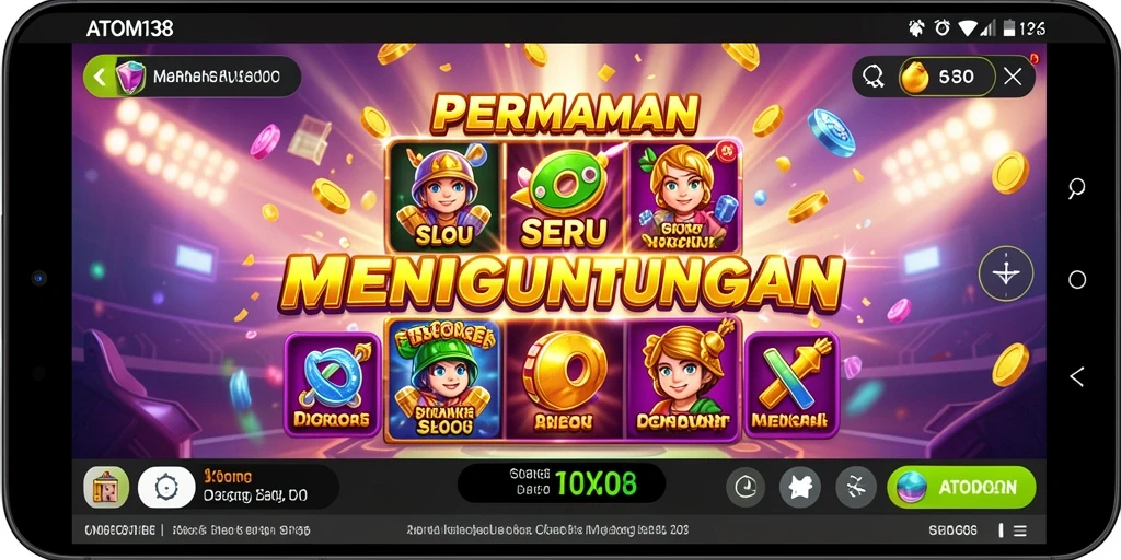Screenshot gameplay ATOM138 menampilkan keseruan bermain slot dengan grafis menarik.