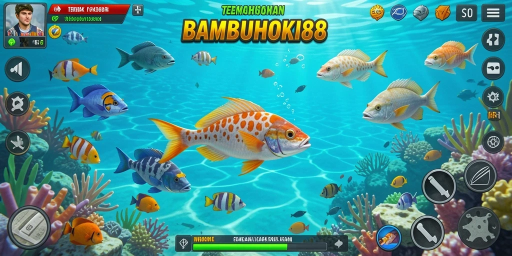 Tampilan gameplay seru dari BAMBUHOKI88 saat menangkap ikan.