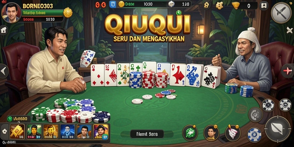 Tangkapan layar menunjukkan aksi seru dalam permainan QiuQiu.