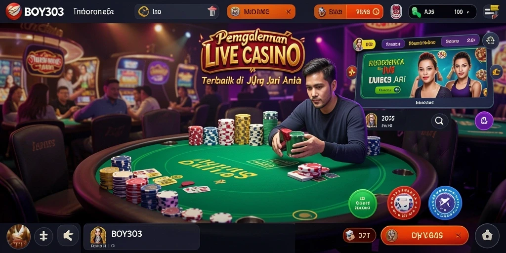 Screenshot gameplay BOY303 menampilkan suasana Live Casino yang mendebarkan.