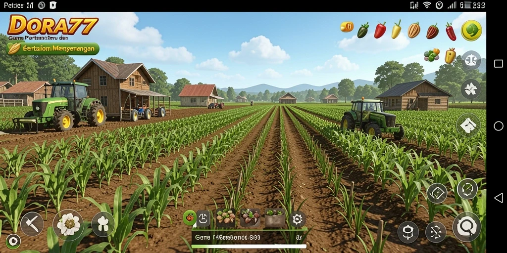 Tampilan gameplay DORA77 dengan aktivitas pertanian yang mendebarkan.