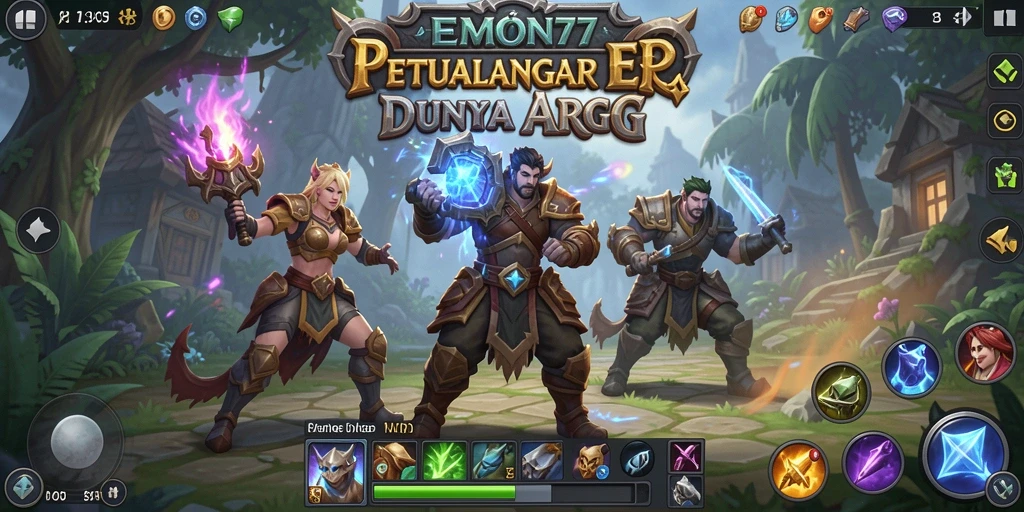 Tampilan gameplay menakjubkan dalam EMON77 yang memukau.