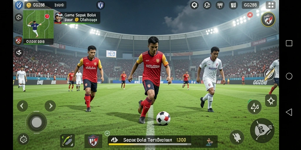 Tangkapan layar utama GG288 menampilkan aksi pertandingan sepak bola yang mendebarkan.