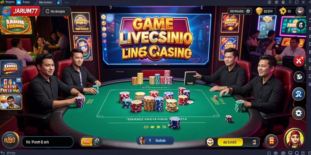 Tampilan gameplay Live Casino yang mendebarkan dan interaktif di JARUM77.