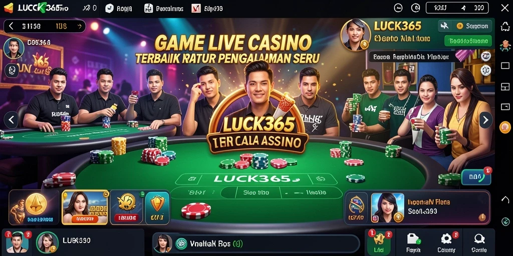 Tampilan gameplay LUCK365 yang menghibur dengan dealer langsung dan interaksi nyata.