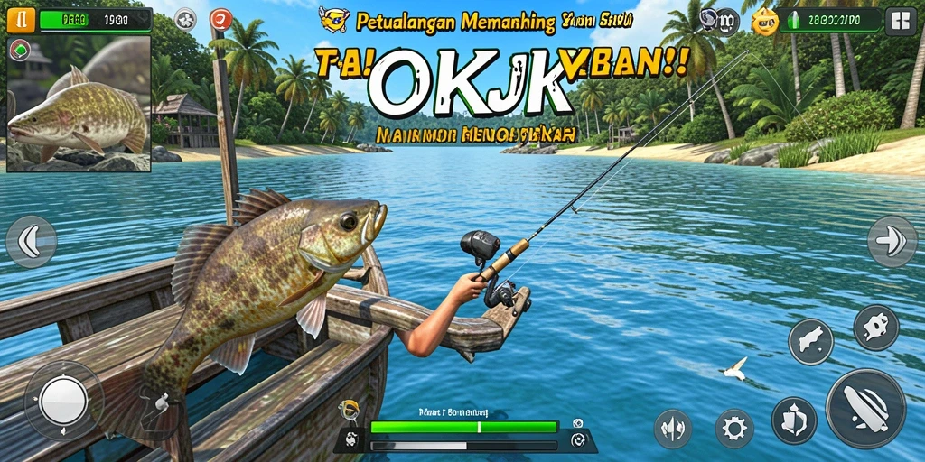 Gameplay seru memancing di OKJK dengan berbagai ikan yang menunggu untuk ditangkap.