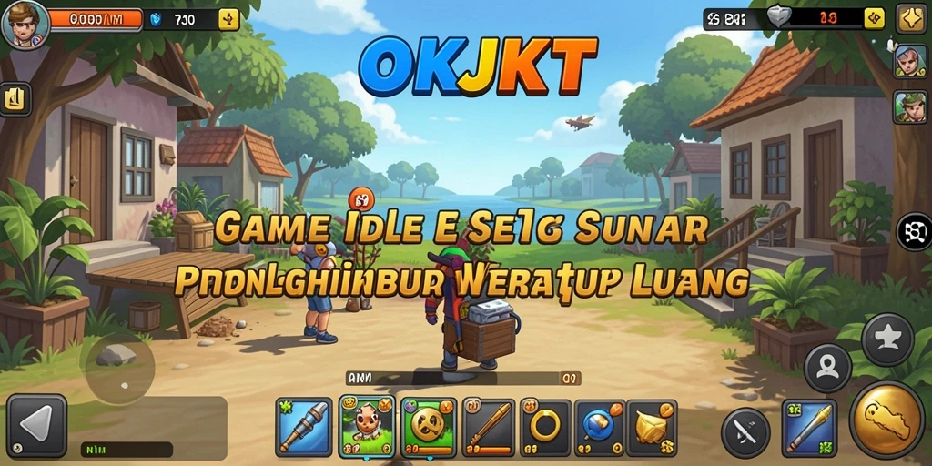 Tampilan gameplay seru dari OKJKT dengan karakter-karakter menggemaskan.