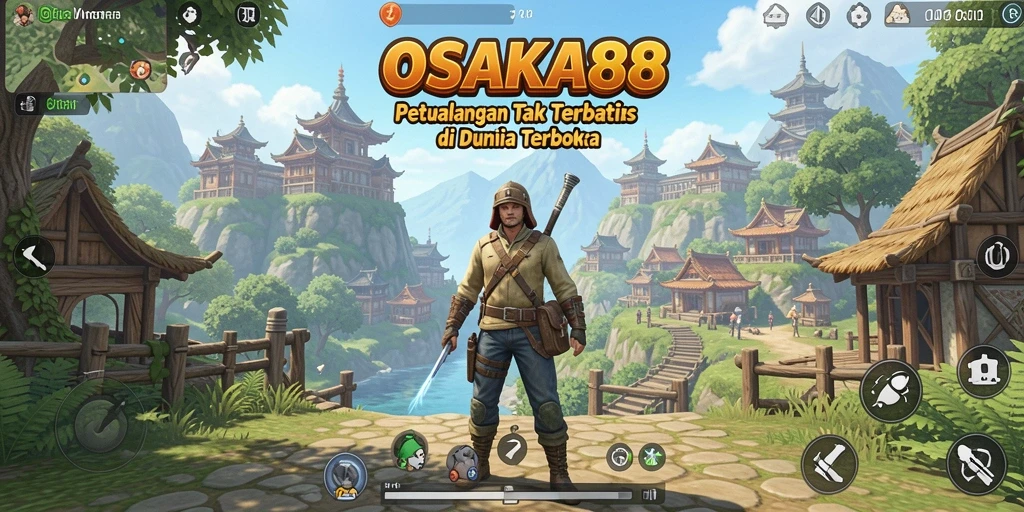 Tampilan gameplay menarik dari OSAKA88 di dunia terbuka.