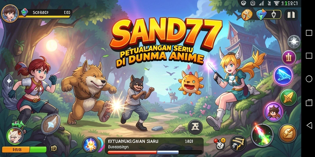 Screenshot gameplay SAND77 dengan karakter Anime beraksi.
