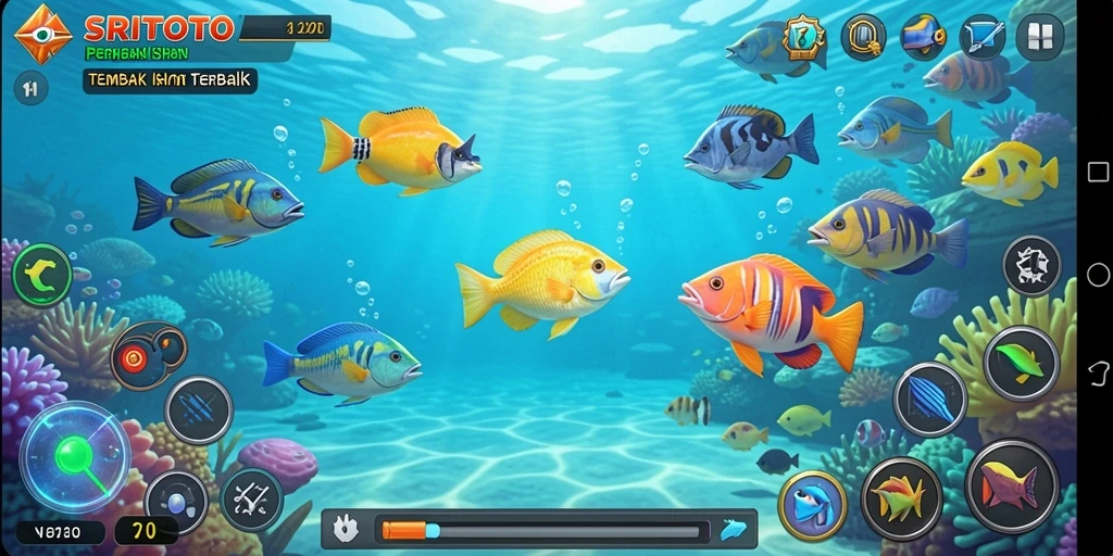 Screenshot dari gameplay seru Tembak Ikan SRITOTO.